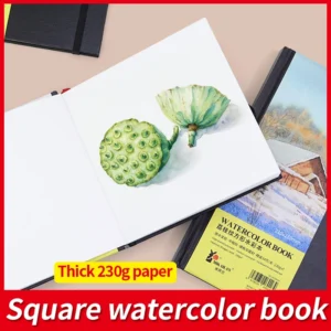 MIKAILAN Square Watercolor Book Medium Coarse Grain 230g Wood Cotton Water Color Paper For Student Artist Draw Art Supplies