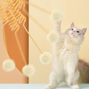 Cat Toy Spring Wool Ball Cat Toys Interactive Hanging Spring Ball Cats Toy Self Hi Toys for Cats Tease Stick Sucker Pet Supplies