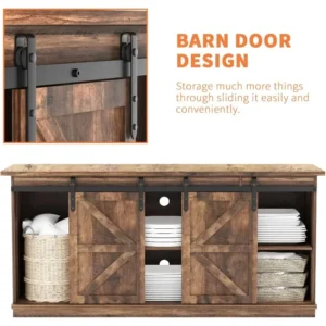 58In TV Stand for Tvs,Console Table & Media Furniture w/ Sliding Barn Doors & Storage Cabinets for Living Room,Multiple Colors